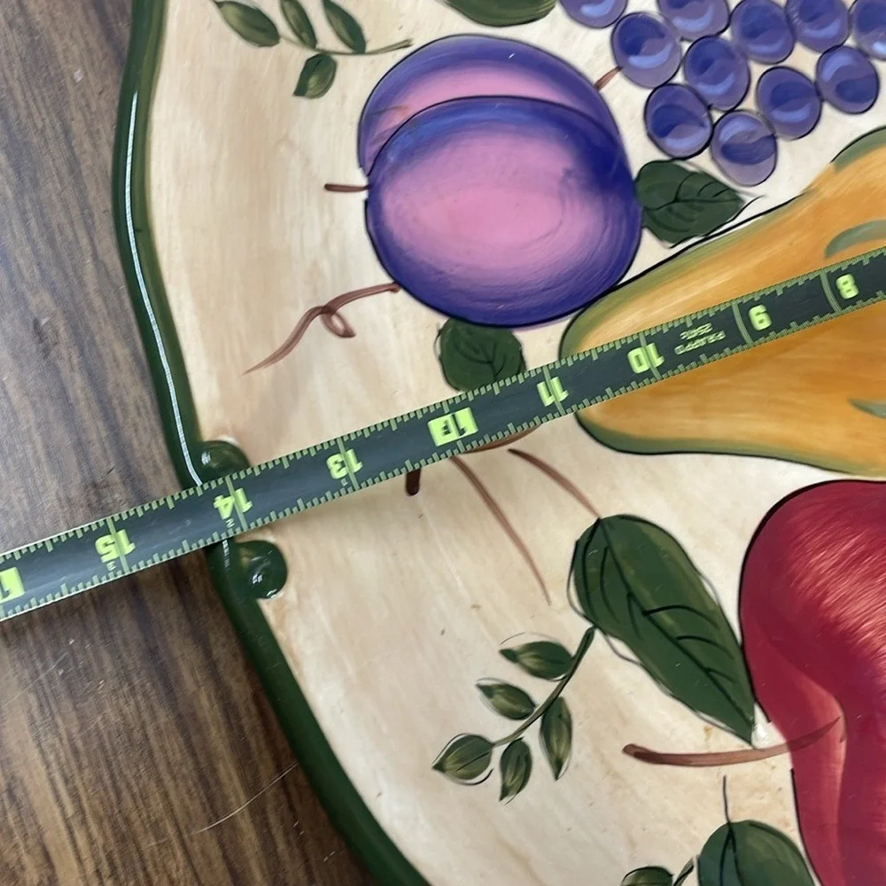 Hand Painted Fruit Platter Decorative Plate‎ Apple Pear Grapes Plum EUC